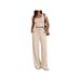 2026 Spring/Summer New European American Women's Casual Slim-Fit Two-Piece Set: Short-Sleeve Top And Long Pants_ecoleips.com