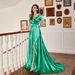 Women's Clothing V Neck Elegant Tail One Line Collar Long Slit Long Banquet Dress Skirt_ecoleips.com