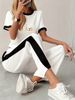 Women's Stylish Letter Print Short Sleeve T-Shirt & Drawstring Pants Set – Casual Summer Outfit, Comfortable & Breathable Polyester, S/M/L/XL_ecoleips.com