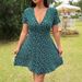 2026 New Women's Dress For Cross-Border European American , Floral Print, Tie-Waist, Short-Sleeved, V-Neck,_ecoleips.com