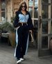Cross-Border European And American Style Fashion Casual Sweatshirt Set 2025 Denim Patchwork Hooded Top High-Waisted Long_ecoleips.com