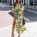 2026 Summer Women Sexy V-neck High Waist Printed Split Dress_ecoleips.com