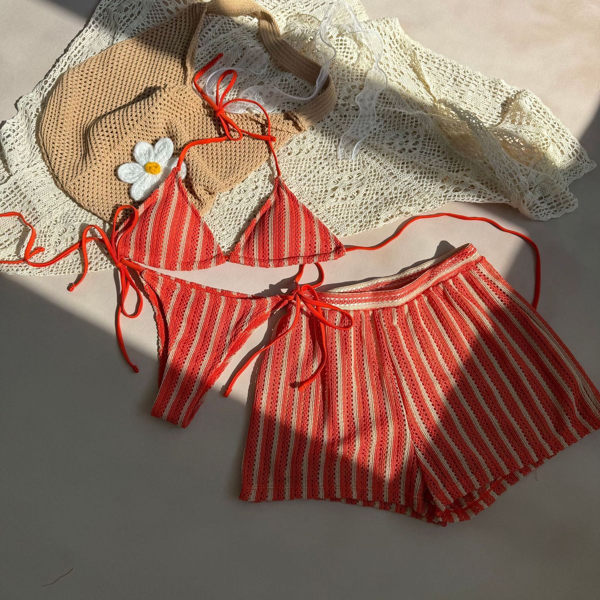 2026 European And American New Fashion Sexy Striped Three-Piece Swimsuit Bikini Foreign Trade_ecoleips.com