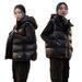 Black Gold Down Vest For Women - Hooded Sleeveless Puffer Jacket With Duck Feather Filling, Warm Winter Layering Piece For Casual & Office Wear_ecoleips.com