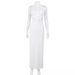 Fashion Women's Deep V Sexy Backless Halter Top Bodycon Ruched Long Skirt Set_ecoleips.com