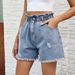 Women's Clothing Summer New Washed Elastic Waist Denim Flower Bud Shorts Trend_ecoleips.com