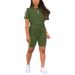 Women's Clothing Summer Women's Patch Top And Shorts Set Round Neck Short Sleeved Style Design For Formal & Casual For Women_ecoleips.com