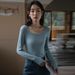 Skin Friendly Soft High Elasticity Fine Thread 2025 Spring New Long Sleeved T-Shirt Women's Base Shirt Looks Slim And_ecoleips.com