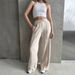 Pure Color Casual Utility Pants Women's Drawstring Waist Loose-Fit Straight Leg Trousers for Spring Autumn Daily Wear_ecoleips.com