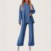 Women's Solid Color Casual Suit round Neck Long Sleeve Wide Leg Pants Spring Autumn Sports Home Wear European American Style_ecoleips.com