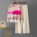 Women's Clothing Round Neck Jacquard Contrast Color Sweater For Women New Loose Slim Casual Versatile Knitted Sweater Fashionable Temperament Top_ecoleips.com