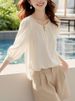 French-style Light Luxury White Chiffon Blouse Women, Unique Exquisite Design, Loose Lightweight, Perfect For Spring And_ecoleips.com