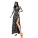 Little Black Slip Dress for Women Sexy V Neck Retro Long Side Slit Stylish Elegant Gown_ecoleips.com
