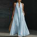 Women's V-Neck Sleeveless Maxi Dress Summer Vacation Beach Coverup Flowy 5 Solid Colors Available_ecoleips.com