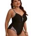 Verve 2025 New Plus Size Swimwear Solid Color Tight-Fitting Backless Sexy One-Piece Swimsuit Bikini For Women_ecoleips.com