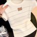 Women's Slim Fit Striped Color Block Knit Sweater Korean Style Round Neck Summer Top_ecoleips.com