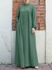 New Muslim Women's Clothing Middle Eastern Arabic Style Stand Collar Zipper Cardigan Pocket Elegant Loose Dress_ecoleips.com