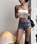 Spice Girl High Waist Washed Frayed Rough Edge Denim Shorts Women Summer Thin Buttocks_ecoleips.com