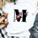 European And American Cross-border Foreign Trade Women's Floral Letter Print Round-neck Short-sleeve T-shirt Top_ecoleips.com