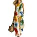 Women's Rainbow Tie Dye Two Piece Set Sleeveless Round Neck Top With Wide Leg Pants Casual Summer Outfit_ecoleips.com