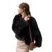 Luxury Faux Fox Fur Coat For Women – Short Plush Jacket In Cream, Pink & Black (S-XL, Soft V-Neck)_ecoleips.com
