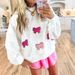 Christmas & Valentine’s Bow Sweatshirt – Embroidered Long-Sleeve Top (XS/S/M/L, Beige/Pink)_ecoleips.com