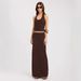 Summer Knitwear Set Halter Neck Camisole Top And Ribbed Knit Long Skirt Style Spring Summer New Arrival_ecoleips.com