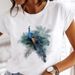 European And American Cross-border Foreign Trade Women's Clothing Butterfly Floral Round-neck Printed Short-sleeve_ecoleips.com
