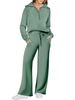 Women's Casual Two-Piece Set Long Sleeve Zipper Sweatshirt & Wide Leg Pants Autumn Winter Outfit_ecoleips.com