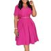 Summer Fashionable Elegant Short Sleeved Commuting Dress Solid Color Plus Size African Style Women's Clothing/Dress D3336_ecoleips.com