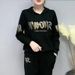 Women's Trendy Rhinestone Hooded Sweatshirt And Harem Pants Set Casual Outfit plus Size M to 4XL_ecoleips.com