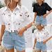 Women’s Lace Blouse – Short Sleeve Elegant Shirt (Black/White) | S-XXL | Office & Vacation_ecoleips.com