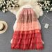 Women's Clothing Gradient Color Irregular Mesh Skirt Cake Skirt Tulle Skirt_ecoleips.com