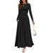 Women's Round-Neck Pleated Pocket Fitted Long-Sleeved Knitted Dress_ecoleips.com