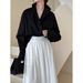 Women's Oversized Batwing Sleeve Shirt - Australian Cotton Relaxed V-Neck Tunic Top For Casual & Office Wear_ecoleips.com
