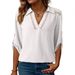 2026 European And American Fashion Casual Solid Color Polo Hollow V-Neck Three-Quarter Sleeve_ecoleips.com