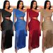 Women's Clothing Fashion Sexy Casual One Shoulder Tassel Long Skirt Dress_ecoleips.com