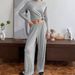 Floral Gray Milk Silk Loose Comfortable Soft Sleeve Long Pants Pajama Set European And American Autumn Homewear_ecoleips.com