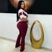 Women's Clothing Women's Stylish Zip-Up Jumpsuit With Color Blocking - Batwing Sleeves & Flared Pants - Lightweight Polyester Casual & Office Wear_ecoleips.com