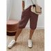 Aria Basics Aria Basics 2023 European And American Cross-Border Independent Station Cotton Linen Pocket Elastic Casual Women's Five-Point_ecoleips.com