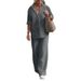 European American Cross-Border Women's Two-Piece Set 2025 Turn-Down Collar Long Sleeve Shirt Spring And Autumn Casual_ecoleips.com
