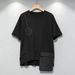 Women's Clothing American Style Loose Fit Short Sleeve T-Shirt Large Pockets Solid Color Patchwork Round Neck Slimming Top Summer_ecoleips.com