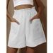 2025s 2025 New Women's Cotton Linen High Waist Fashion Plus Size Wide Leg Casual Shorts_ecoleips.com