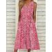 2023 European And American Women's Summer Digital Print V-Neck Floral Long Loose Sleeveless Dress_ecoleips.com