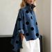 Voya Recommend! New Women's Printed Imitation Denim Stand Up Collar Casual Shirt With Personalized Front Short And Back Long Top_ecoleips.com