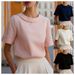 Elegant Peter Pan Collar Blouse For Women, Flattering Slim-Fit Design Casual Top, Versatile Short Sleeve Shirt In Pink, Black, White, Navy_ecoleips.com