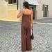 Women's Strapless Ruffled Wide Leg Pants Set European And American Casual Commuter Style Spring/Summer Cross Border Clothing_ecoleips.com
