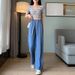 Plus Size Tencel Jeans For Women Summer Loose High Waist Washed Draped Thin Casual Wide Leg Straight Pants_ecoleips.com