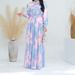 Women's Clothing Modest Abaya Dress Muslim Modest Dress – Floral Print Chiffon Abaya With Stand Collar & Lantern Sleeves ( Middle Eastern Style)_ecoleips.com