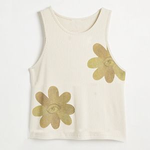 Women's Cropped Ribbed Tank Top, Basic Cami Tee With Print, Streetwear Hip Hop Fashion Comfortable Ribbed Fabric_ecoleips.com